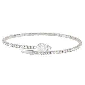 Athra Silver Plated Single Crystal Spear Coil Bracelet