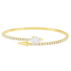 Athra 14kt. Gold over Brass Single Crystal Spear Coil Bracelet