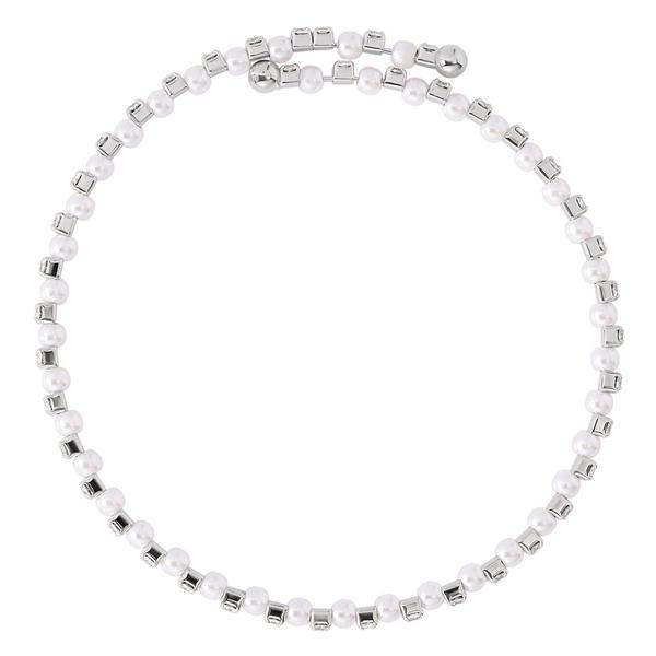 Athra Silver Plated Simulated Pearl & Clear Crystal Bracelet alternate view
