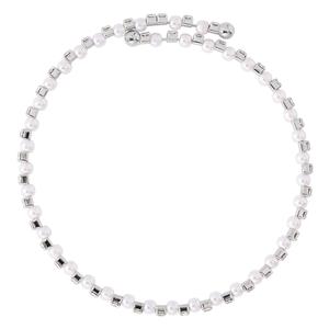Athra Silver Plated Simulated Pearl & Clear Crystal Bracelet alternate view