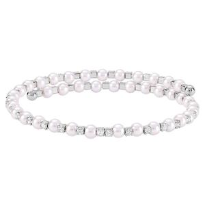 Athra Fine Silver-Plated Pink Pearl & Crystal Coil Bracelet