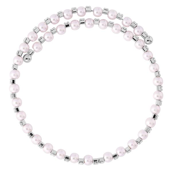 Athra Fine Silver-Plated Pink Pearl & Crystal Coil Bracelet alternate view