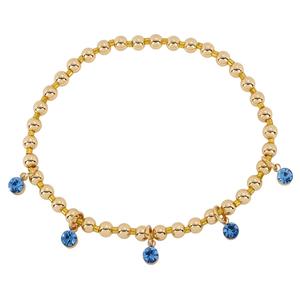 Athra Gold over Brass Blue Crystal Drop Stretch Bead Bracelet