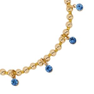 Athra Gold over Brass Blue Crystal Drop Stretch Bead Bracelet alternate view