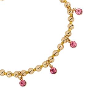Athra Gold Over Brass Pink Crystal Drop Stretch Beaded Bracelet alternate view