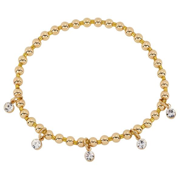 Athra 14kt. Gold over Brass Crystal Drop Stretch Beaded Bracelet