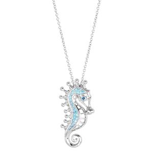 Athra 18in. Silver Plated CZ Seahorse Pendant Necklace