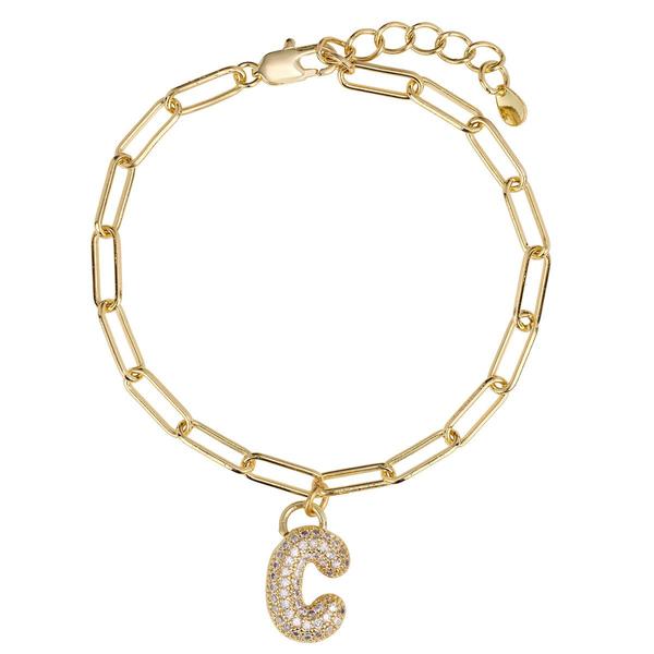 Athra 14kt. Gold Over Brass CZ C Initial Bracelet