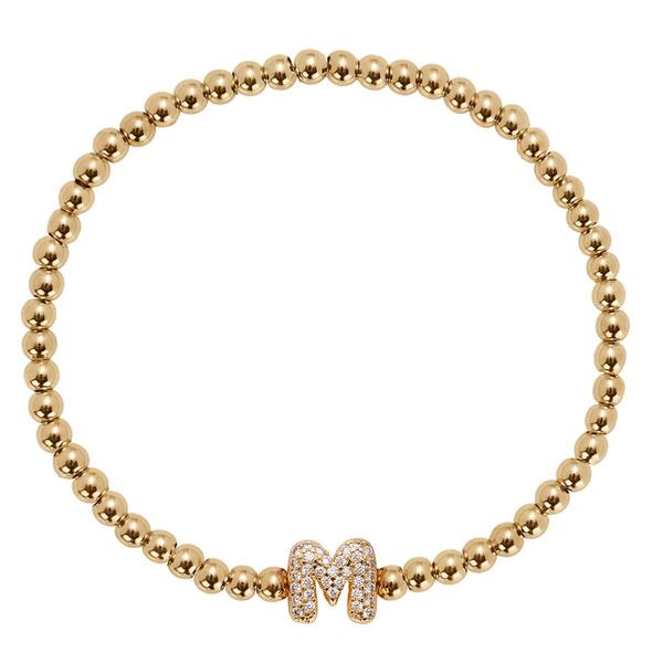 Athra 14kt. Gold Over Brass Initial M Stretch Bracelet
