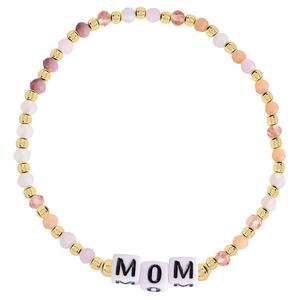 Athra 14kt. Gold over Brass Pink Mom Stretch Beaded Bracelet