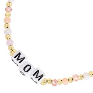 Athra 14kt. Gold over Brass Pink Mom Stretch Beaded Bracelet alternate view