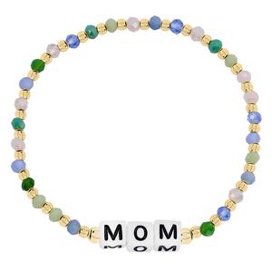 Athra 14kt. Gold over Brass Blue Mom Stretch Beaded Bracelet