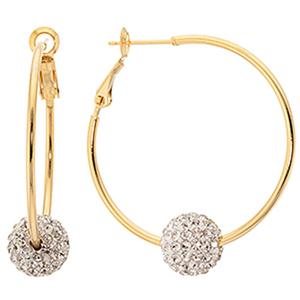 Athra 14kt. Gold Over Brass Hoops w/ Fireball Earrings