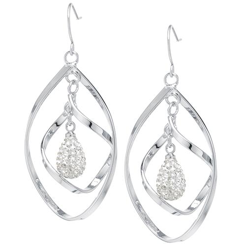 Athra Fine Silver Plated Twisted Teardrop Accent Drop Earrings