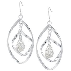 Athra Fine Silver Plated Twisted Teardrop Accent Drop Earrings