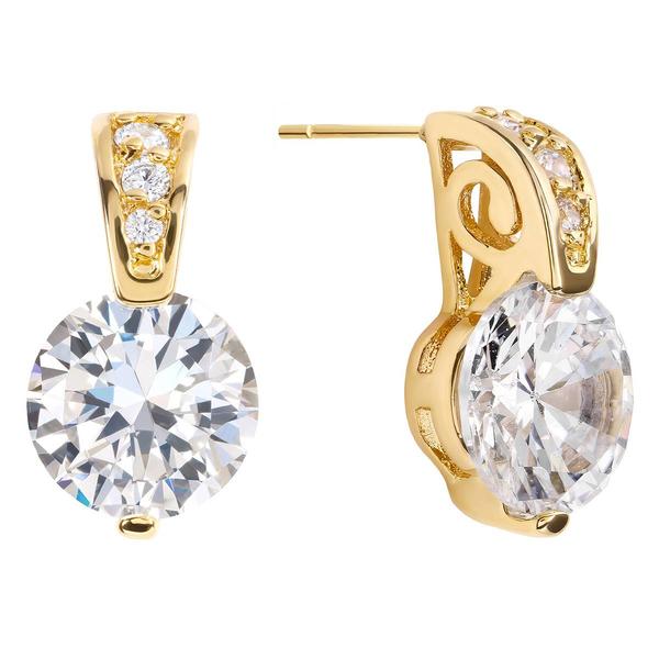 Athra 14kt. Gold over Brass Round CZ Stud Earrings