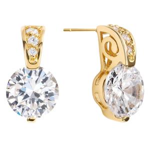 Athra 14kt. Gold over Brass Round CZ Stud Earrings