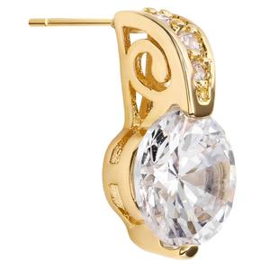 Athra 14kt. Gold over Brass Round CZ Stud Earrings alternate view