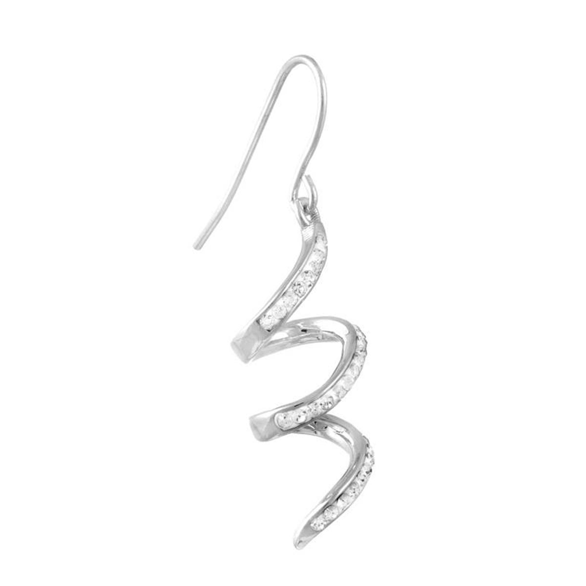 Athra Fine Silver Plated Spiral Crystal Drop Earrings