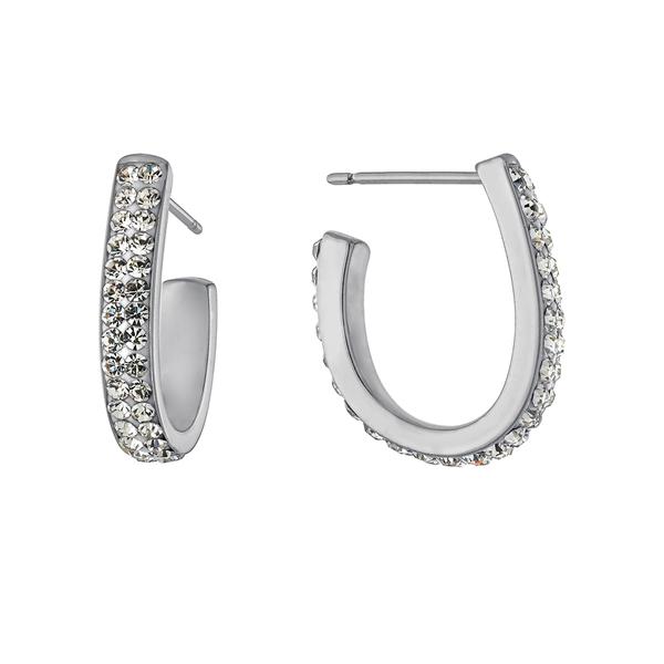 Athra Fine Silver Plated Crystal J Hoop Earrings