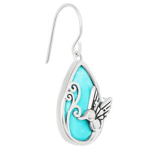 Athra Silver Plated & Turquoise Hummingbird Teardrop Earrings alternate view