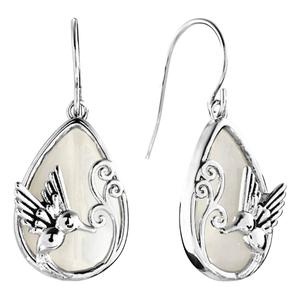 Athra Silver Plated & Opalite Glass Hummingbird Drop Earrings