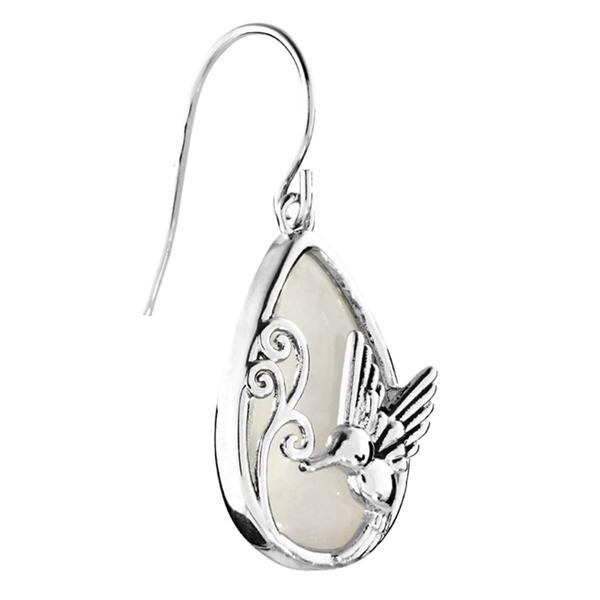 Athra Silver Plated & Opalite Glass Hummingbird Drop Earrings alternate view