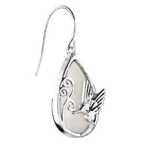 Athra Silver Plated & Opalite Glass Hummingbird Drop Earrings alternate view