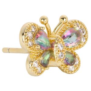 Athra 14kt. Gold Ooer Brass Mystic CZ Butterfly Stud Earrings Set alternate view