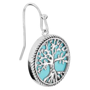 Athra Turquoise Tree of Life Round Drop Earrings alternate view