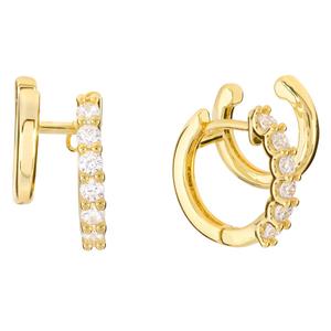 Athra 14kt. Gold over Brass & CZ Huggie/Cuff Combo Hoop Earrings