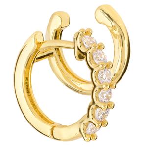 Athra 14kt. Gold over Brass & CZ Huggie/Cuff Combo Hoop Earrings alternate view