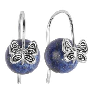 Athra Silver Plated 12mm Lapis Stone Butterfly Earrings