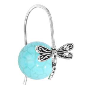 Athra Howlite Turquoise Stone Dragonfly Drop Earrings alternate view