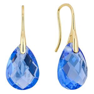 Athra 14kt. Gold over Brass Blue Pear Drop Earrings