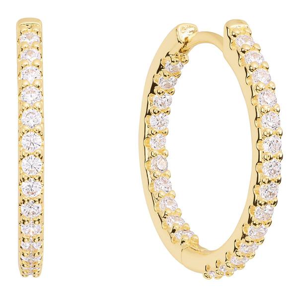 Athra 14kt. Gold over Brass 25mm CZ Huggie Hoop Earrings