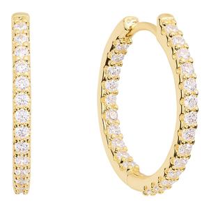 Athra 14kt. Gold over Brass 25mm CZ Huggie Hoop Earrings
