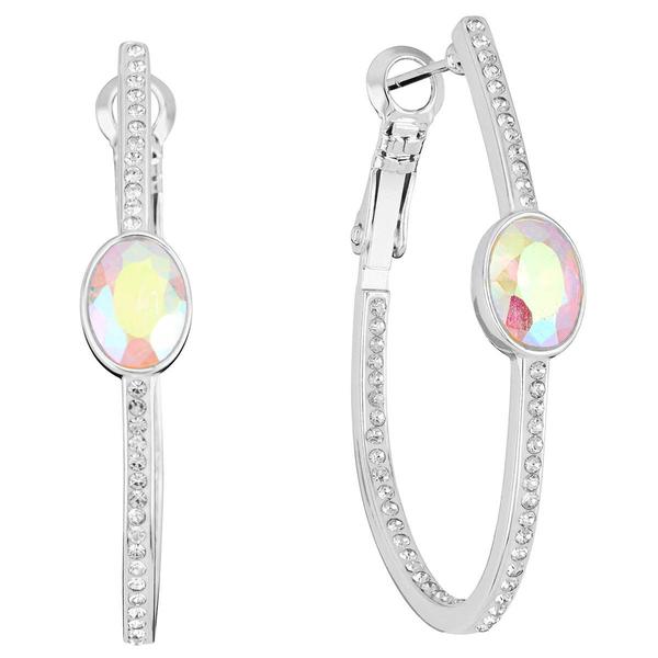 Athra 36mm Silver Plated Oval Hoop Earrings