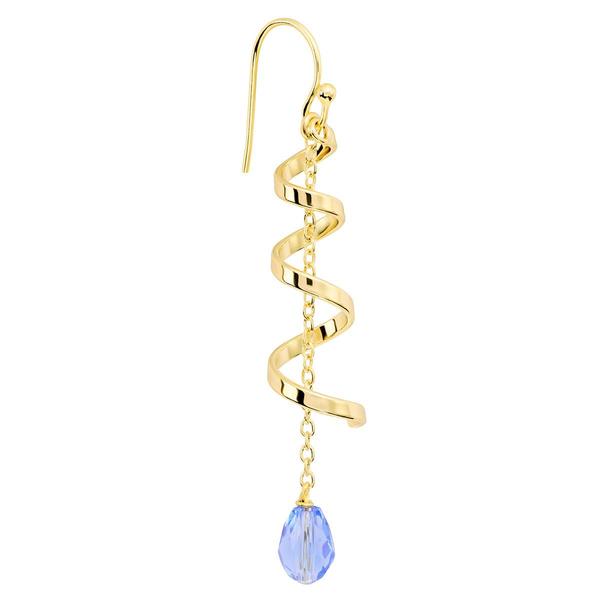 Athra 14kt. Gold over Brass & Blue Crystal Swirl Drop Earrings alternate view