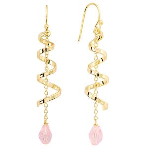 Athra 14kt. Gold over Brass & Pink Crystal Swirl Drop Earrings