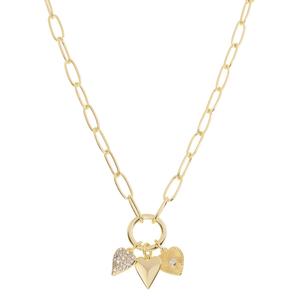 Athra 14kt. Gold over Brass Chain Heart Charms Pendant Necklace