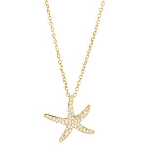 Athra 14kt. Gold over Brass & CZ Starfish Pendant Necklace