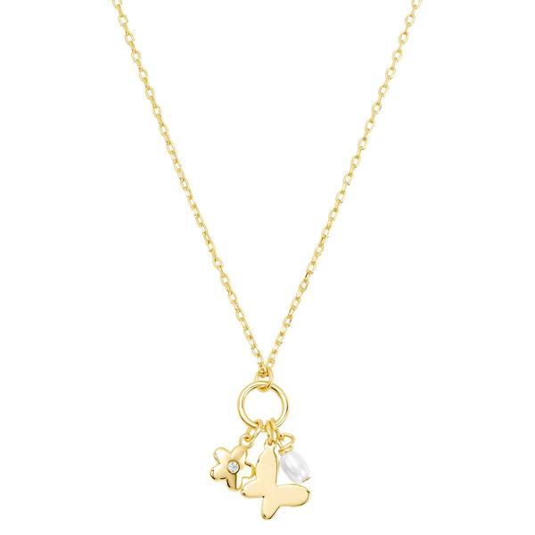 Athra 14kt. Gold over Brass Butterfly & Flower Charms Pendant
