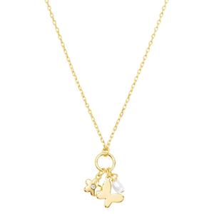 Athra 14kt. Gold over Brass Butterfly & Flower Charms Pendant