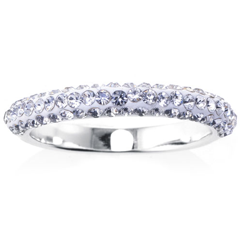 Fine Silver Plated Half Crystal Band Ring