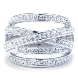 Athra Fine Silver Plated Crystal Spiral Ring