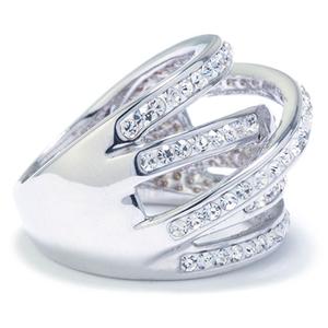 Athra Fine Silver Plated Crystal Spiral Ring alternate view