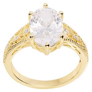 Athra 14kt. Gold over Brass Vintage Marquis CZ Ring