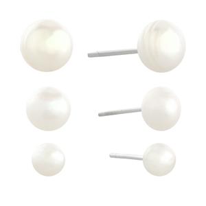 Athra Sterling Silver 3pc. Pearl Stud Earrings Set