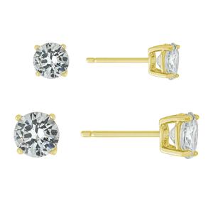Athra 14kt. Gold Over Silver 2pc. CZ Stud Earrings